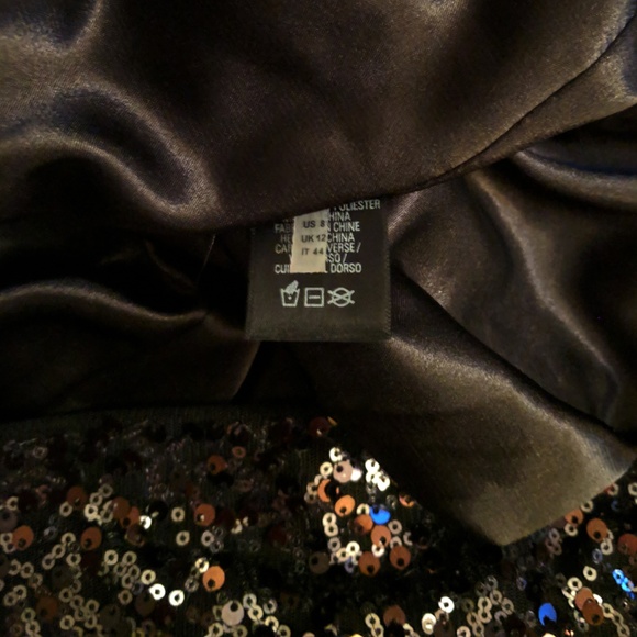 T Tahari One-Shoulder Black Sequin & Feather Cocktail Dress - Size 8 - Picture 6 of 7